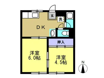 コーポ65(2DK/2階)の間取り写真