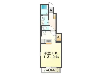 メゾンアンソレイエI(1K/1階)の間取り写真