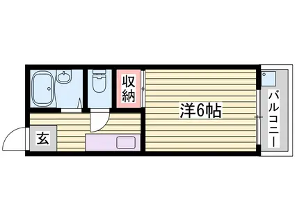 キューブM&M(ワンルーム/2階)の間取り写真