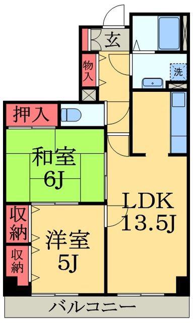 オーシャンビュー弐番館(2LDK/10階)の間取り写真