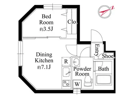 ジュネス蒲田(1DK/4階)の間取り写真