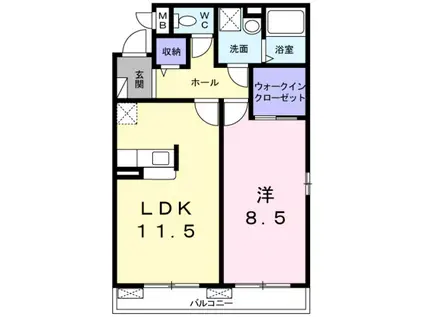 グレイス・シェーネ(1LDK/2階)の間取り写真