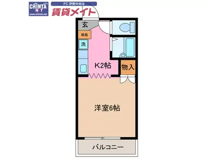 サープラスキタガワ(1K/2階)の間取り写真