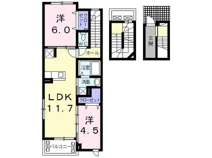 ラ グランド メイル(2LDK/3階)の間取り写真