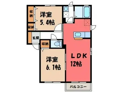 ジュピアC棟(2LDK/1階)の間取り写真