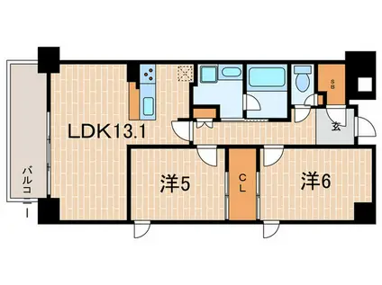 LIVECASA西宮(2LDK/2階)の間取り写真