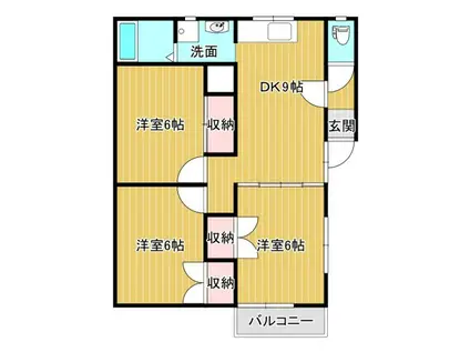 グランドハイツ中里(3DK/1階)の間取り写真