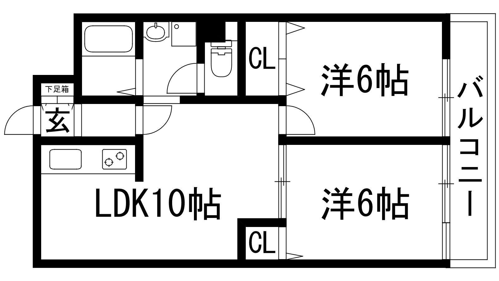 メゾンうねの(2LDK/2階)の間取り写真