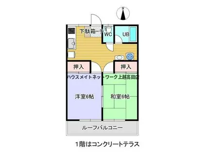 コーポみなみ(2DK/2階)の間取り写真