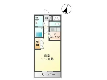 プリオール(1K/2階)の間取り写真