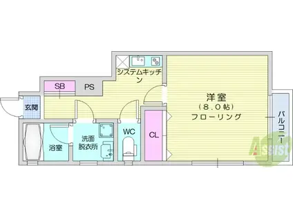 アスコット大野田(1K/1階)の間取り写真