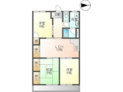 菱野ビル(3LDK/2階)の間取り写真