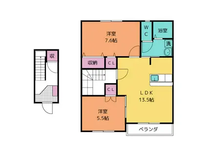 BLUE WOOD(2LDK/2階)の間取り写真