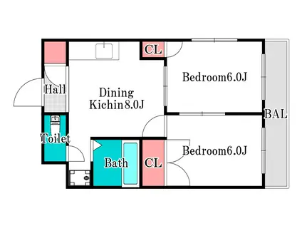 笹山マンション(2DK/8階)の間取り写真