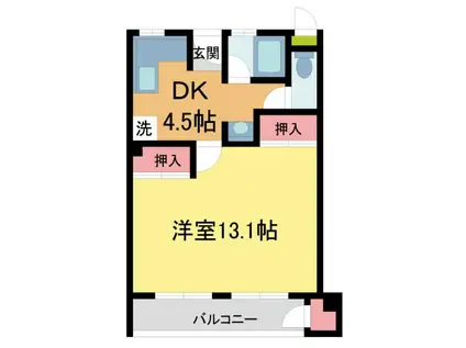 カーサモンド(1K/1階)の間取り写真