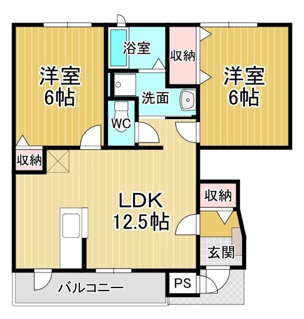 ウィルレジデンスI(2LDK/1階)の間取り写真