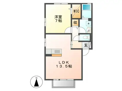 リーリエグランシャリオ(1LDK/1階)の間取り写真