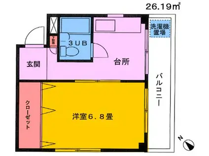 相島ビル(1K/2階)の間取り写真
