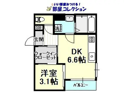 ダイヤモンドライフ戸畑駅前(1DK/2階)の間取り写真
