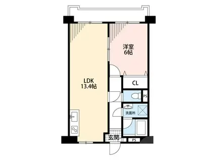 此君園ハイツ(1LDK/2階)の間取り写真