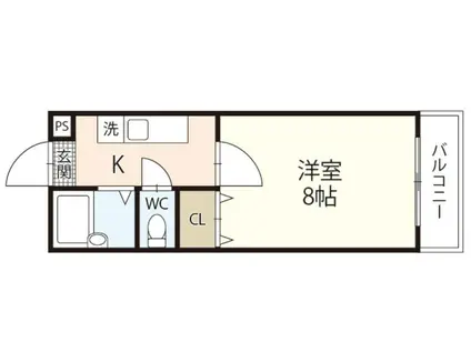 サンハイツ岡大II(1K/1階)の間取り写真