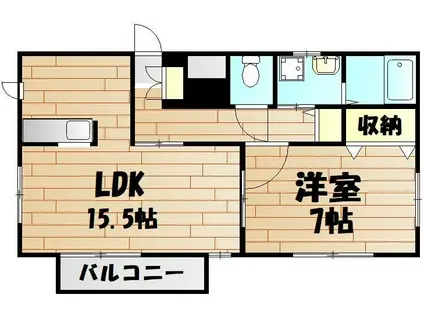 テーズパーシモンII(1LDK/2階)の間取り写真