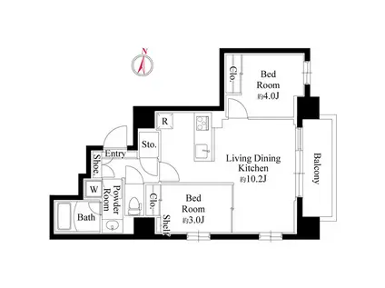 グランパセオ押上(2LDK/2階)の間取り写真