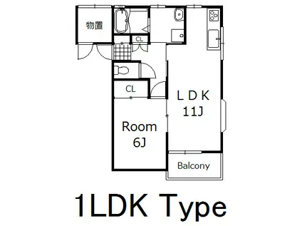 パープルハウスB(1LDK/1階)の間取り写真