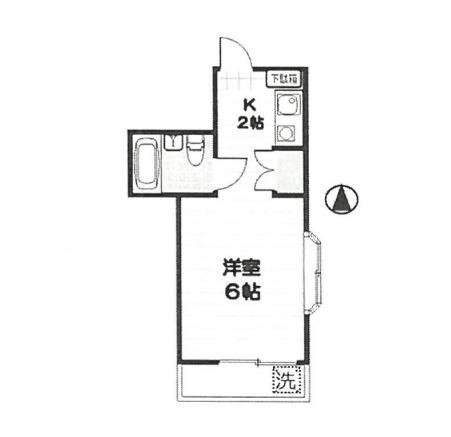 スカイコーポ平山(1K/1階)の間取り写真