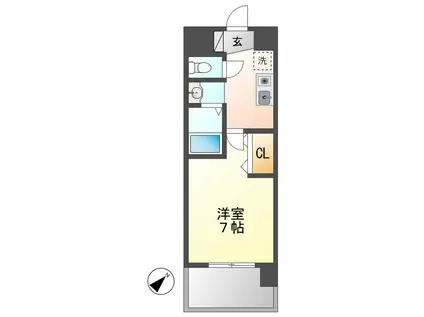 パークフラッツ金山(1K/6階)の間取り写真