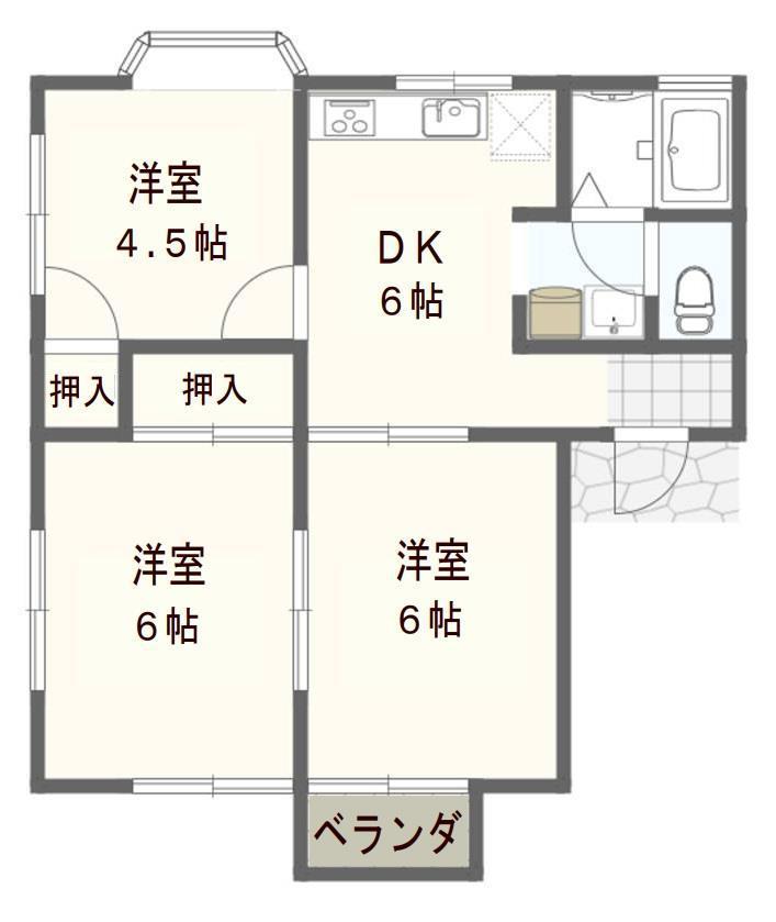 フローレンス春日(3DK/2階)の間取り写真