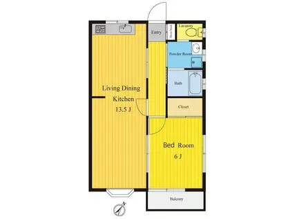 TYハイツ(1LDK/2階)の間取り写真