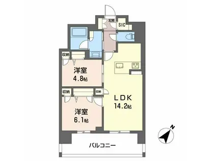 リビエナ グラン 新梅田(2LDK/8階)の間取り写真