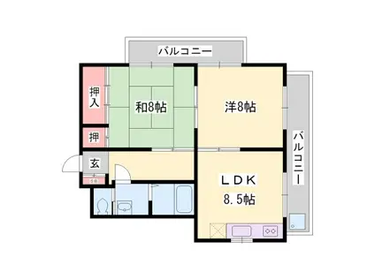 あづみマンション(2LDK/2階)の間取り写真
