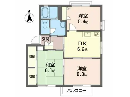 アーク・ヴィラ E(3DK/2階)の間取り写真