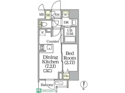 ボアビスタ上野御徒町(1DK/5階)の間取り写真