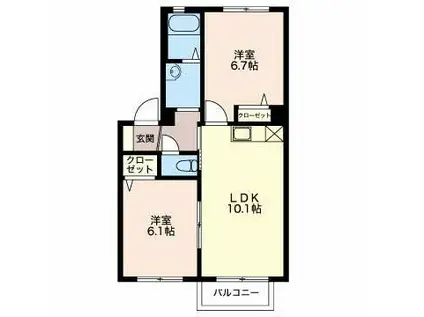 グランドール・スギシン(2LDK/2階)の間取り写真