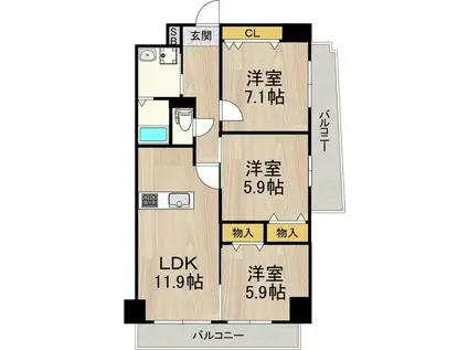 インプルーブ金山(3LDK/3階)の間取り写真