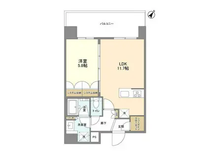 ブランシエスタ浅草千束(1LDK/12階)の間取り写真