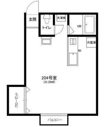 エトランスYOSHIKA(1K/2階)の間取り写真
