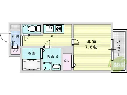 THE RESIDENCE S(1K/2階)の間取り写真