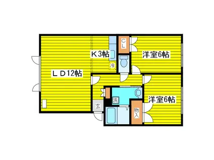 ハラ マンションII(2LDK/2階)の間取り写真