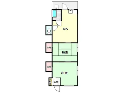 ビレッタ神戸(2DK/1階)の間取り写真