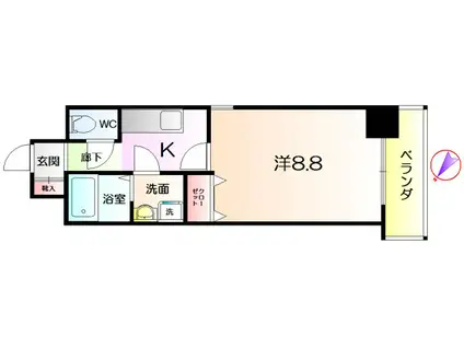 TKアンバーコート堺東II(1K/10階)の間取り写真