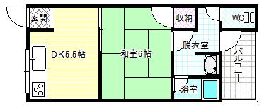 羽鹿コーポ第1棟(1DK/1階)の間取り写真