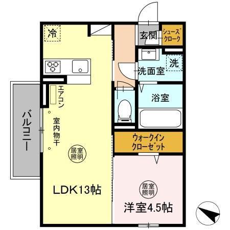 ウエスト・パーク B(1LDK/2階)の間取り写真