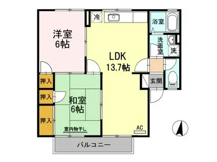 セジュール茅原(2LDK/1階)の間取り写真