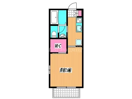 ベルフルール東伏見(1K/2階)の間取り写真