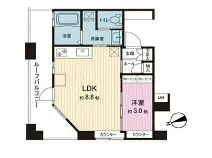 グランアビテ目白ステーションフロント(1LDK/15階)の間取り写真