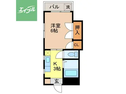 キャッスル東山手(1K/2階)の間取り写真